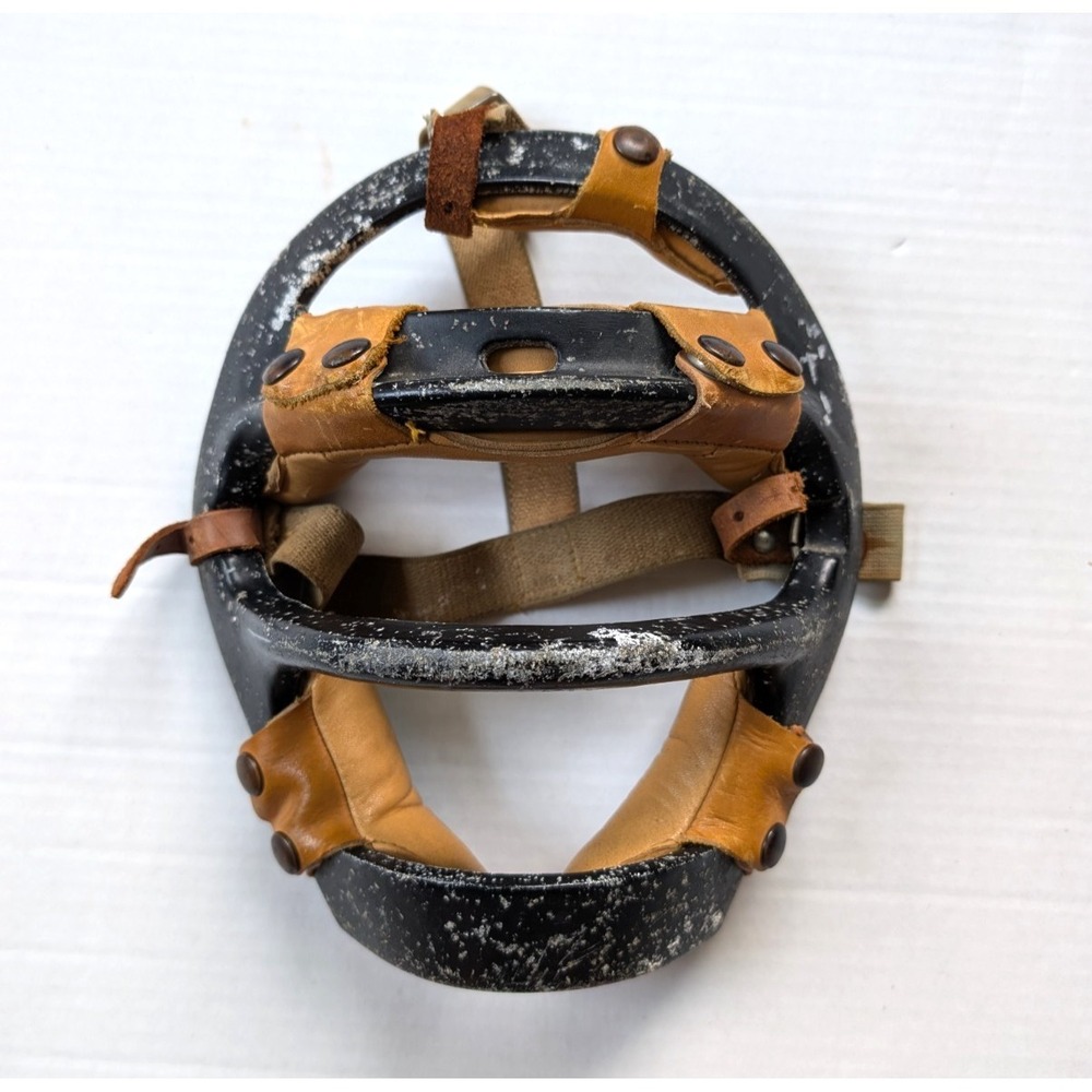 READ Vintage Rawling Baseball Catcher Umpire Mask Metal Leather HEAVY PLAY